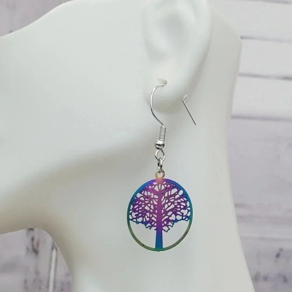Iridescent Tree of Life Earring and Necklace Set - Picture 8 of 9